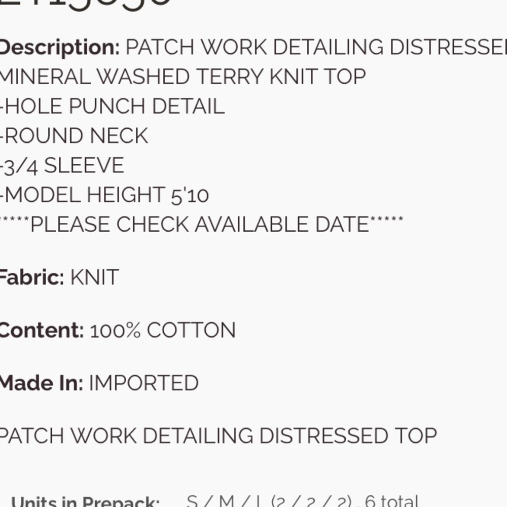 829 ❤️ EASEL PATCH WORK DETAILING DISTRESSED TOP - Picture 5 of 5